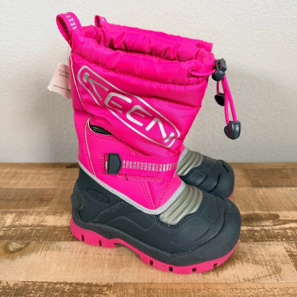 Keen Snow Troll Waterproof Insulated Winter Boots Toddler Girls Size 8 Pink Gray